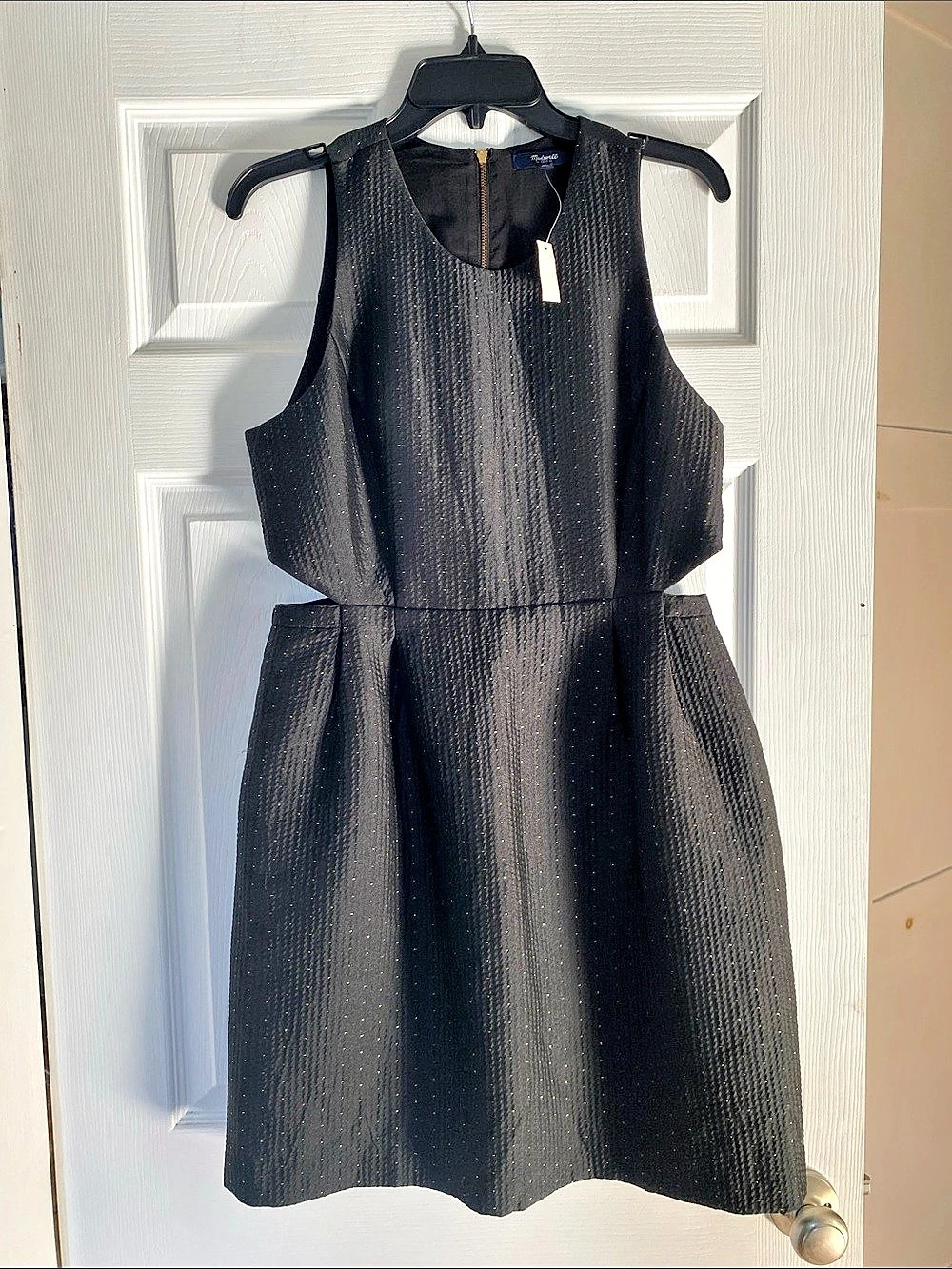 Madewell Nightfall Jacquard Cutout Dress Black Size 10 NWT